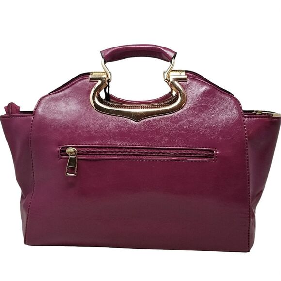 Plum Purple Gold Trim Handbag - Picture 9 of 10